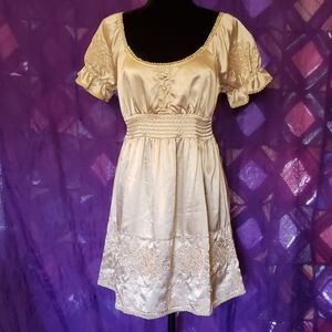 Minuet satin beige embroidered dress lg